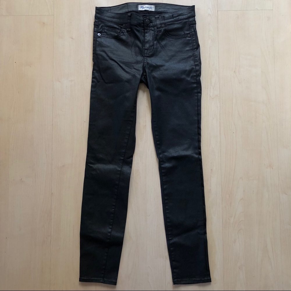 Madewell black coated skinny jeans